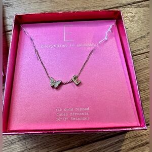 Fashion Jewelry Gold-Dipped Butterfly & E Initial Necklace